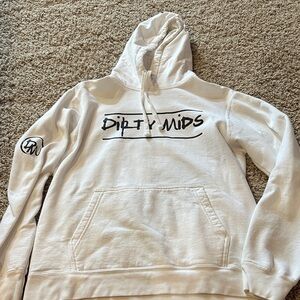 Dirty Mids Baseball White Hoodie with Black Graphic